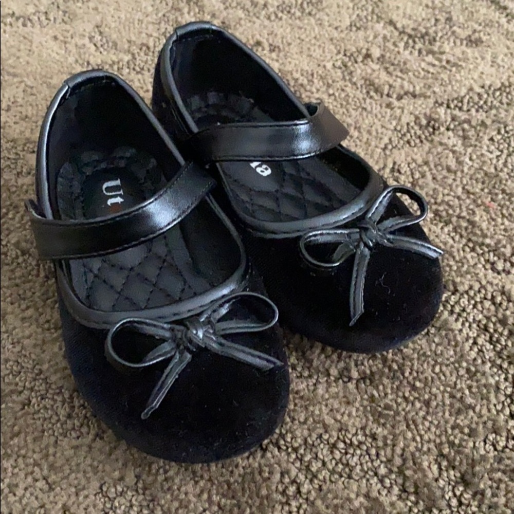 Black faux suede & leather maryjanes